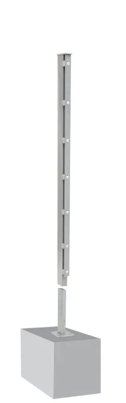 Poteau de clôture mod. A, Finition: galvanisé, Pour hauteur de clôture: 63 cm, Longueur: 68,5 cm, Points de fixation: 4