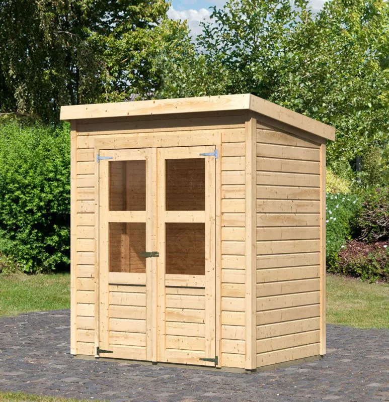 Petite maison de jardin avec toit à une pente, Couleur : Naturel, surface au sol : 2,2 m².