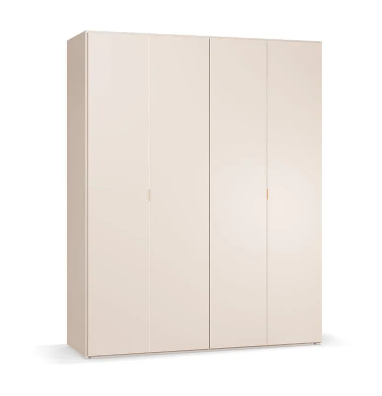 Porte pliante / Armoire / Couleur : Beige / incl. éclairage LED avec capteur de mouvement/ 2 tiroirs / Poignées : Or / 185 x 57 x 229,5 cm / 3 tringles à vêtements