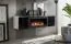 Meuble-paroi Salon avec cheminée Hompland 114, couleur : blanc / noir - dimensions : 170 x 260 x 40 cm (h x l x p), avec fonction push-to-open