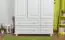 Armoire en bois de pin massif, laqué blanc 017 - Dimensions 190 x 120 x 60 cm (H x L x P)