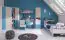 Chambre d'adolescents - armoire à portes battantes / armoire d'angle Aalst 16, couleur : chêne / blanc / bleu - Dimensions : 190 x 90 x 90 cm (H x L x P)