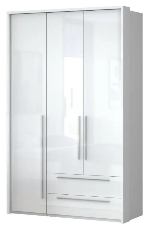 Chambre à coucher - Armoire, Couleur: Blanc / Blanc brillant - 226 x 142 x 60 cm (H x L x P) Abbildung