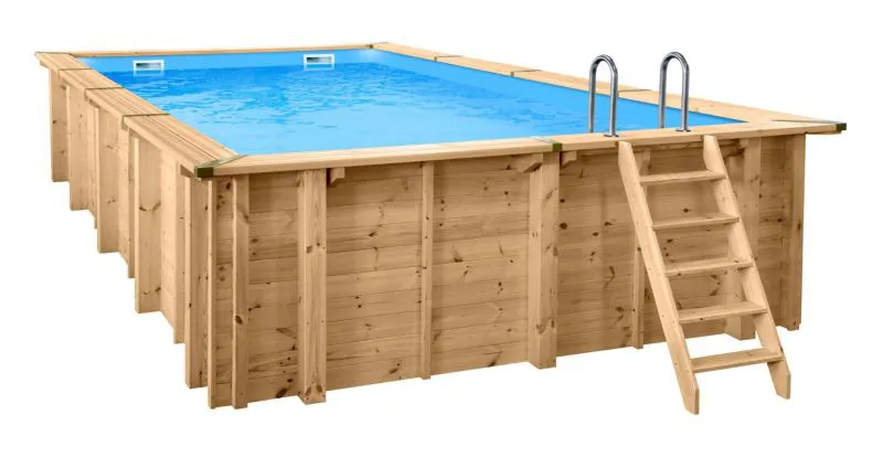 Piscine de jardin rectangulaire Sunnydream 08, 7,90 x 4,00 mètres, avec système de filtration Premium, média filtrant, échelle de piscine, liner de piscine, voile de fond et voile de paroi, raccords d'angle en acier inoxydable