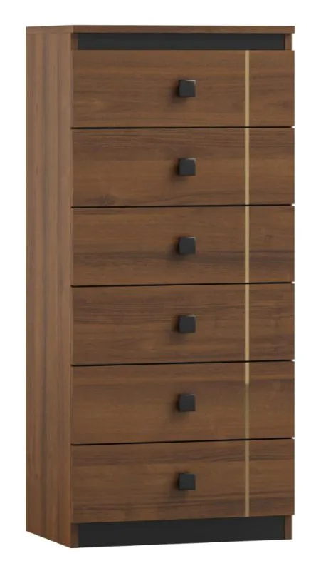 Commode Mojokerto 04, Couleur : Noyer / Noir - Dimensions : 121 x 55 x 39 cm (H x L x P)