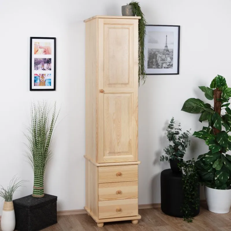 Armoire en pin massif naturel Junco 44 | 195 x 45 x 42 cm | Rangement spacieux, montage facile