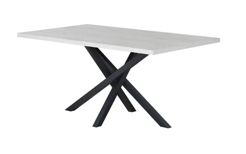 Table à manger Ourense 02 | Chêne blanc & Noir | 160 x 90 cm | Design moderne et stabilité