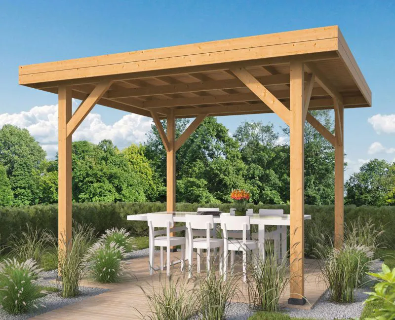 Pavillon Boa Vista en bois de douglas non traité - Dimensions : 356 x 356 cm (L x l)