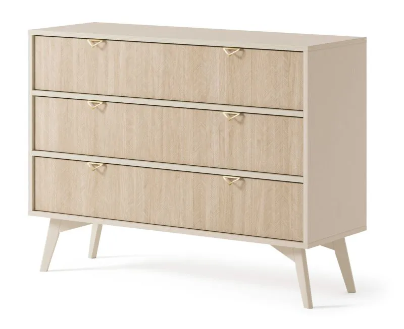 Commode Crewe 08, Couleur : Beige / Chêne - Dimensions : 80 x 106 x 38 cm (H x L x P)
