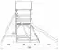 Tour de jeux S14A avec toboggan ondulé, balançoire double, bac à sable, mur d'escalade et banc couvert - Dimensions : 340 x 380 cm (l x p)
