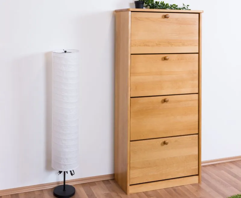 Armoire à chaussures en pin massif, couleur aulne Junco 210 - Dimensions : 150 x 70 x 28 cm (H x L x P)