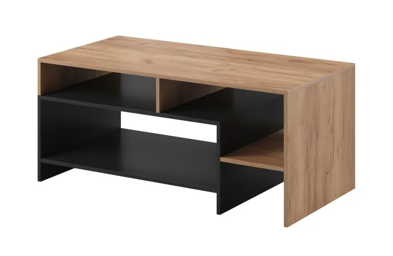 Table basse / Couleur : Chêne Gold Craft / Anthracite / 3 compartiments spacieux / 120 x 60 x 53 cm / Bords ABS / Table basse / Pour le salon