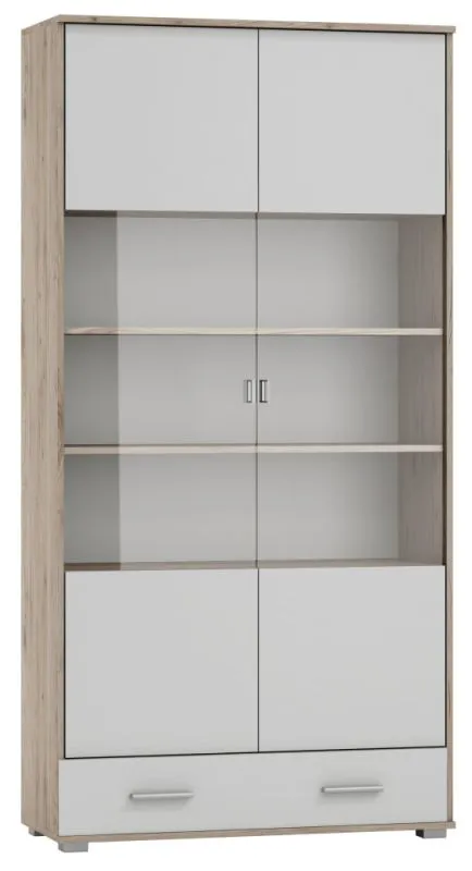 Vitrine Kavieng 07 | Chêne / Blanc | 200 x 100 x 40 cm | Design contemporain & finitions soignées