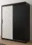 Armoire Mulhacen 18, Couleur : Noir mat / Blanc mat - Dimensions : 200 x 150 x 62 cm (h x l x p), avec cinq casiers et deux tringles à vêtements