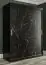 Armoire moderne avec grand espace de rangement Etna 33, Couleur : Noir mat / Marbre noir - Dimensions : 200 x 150 x 62 cm (h x l x p), avec cinq casiers et deux tringles à vêtements