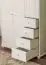 Armoire en bois de pin massif, laqué blanc Junco 04 - Dimensions 195 x 135 x 59 cm