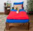 Lit d'enfant / lit de jeunesse en bois de pin massif, couleur noyer massif A8, avec sommier à lattes - Dimensions : 80 x 200 cm