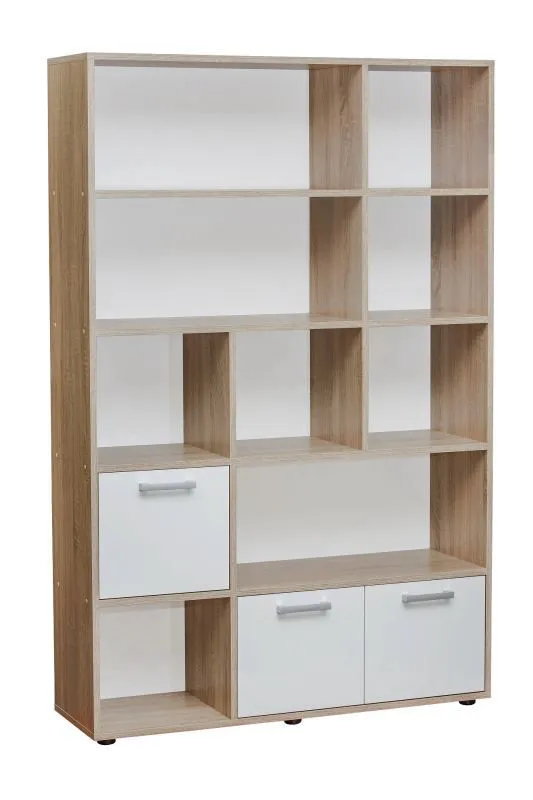Étagère Palpala 04, Couleur : Chêne Sonoma / Blanc - 180 x 117 x 35 cm (H x L x P)