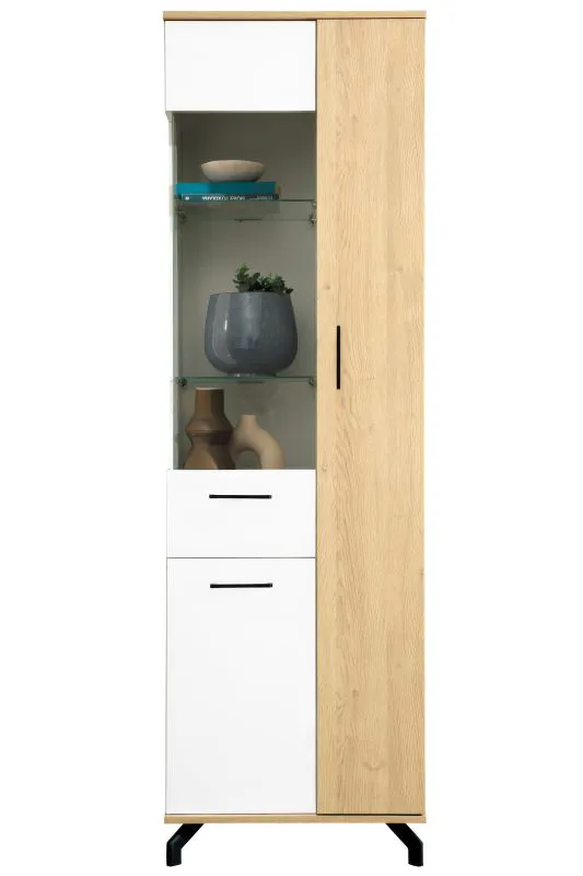Vitrine Riemst 04 | Chêne/Blanc | 194 x 60 x 40 cm | Design moderne et fonctionnel