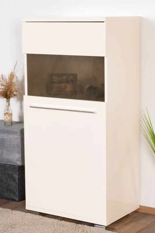Vitrine Garim 13 beige brillant | Design moderne | 123 x 60 x 40 cm | LED et Soft Close