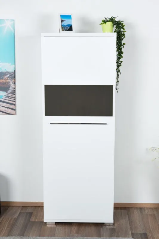 Vitrine Garim 18, couleur : blanc brillant - 161 x 60 x 40 cm (H x L x P)