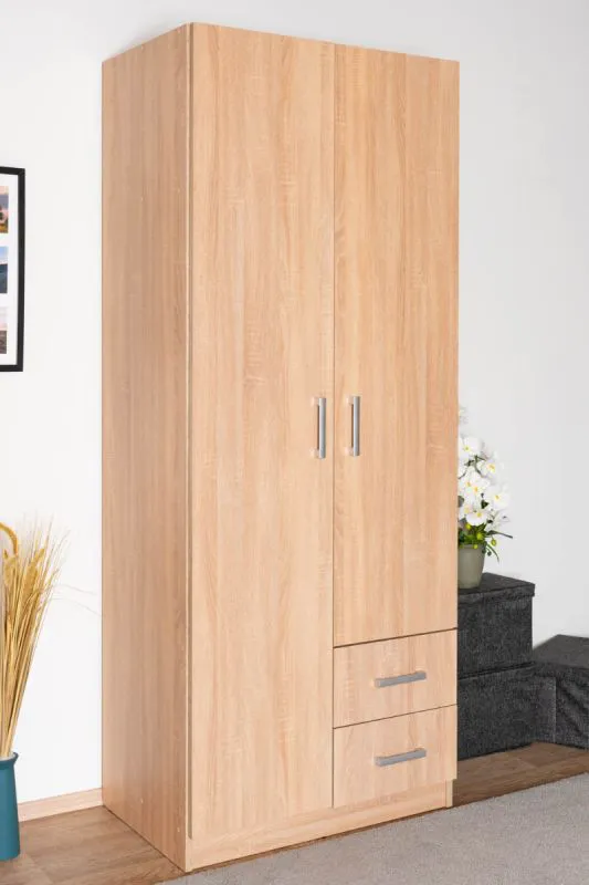 Armoire à portes battantes / Penderie Plata 07, couleur : Chêne de Sonoma - 201 x 80 x 53 cm (h x l x p)