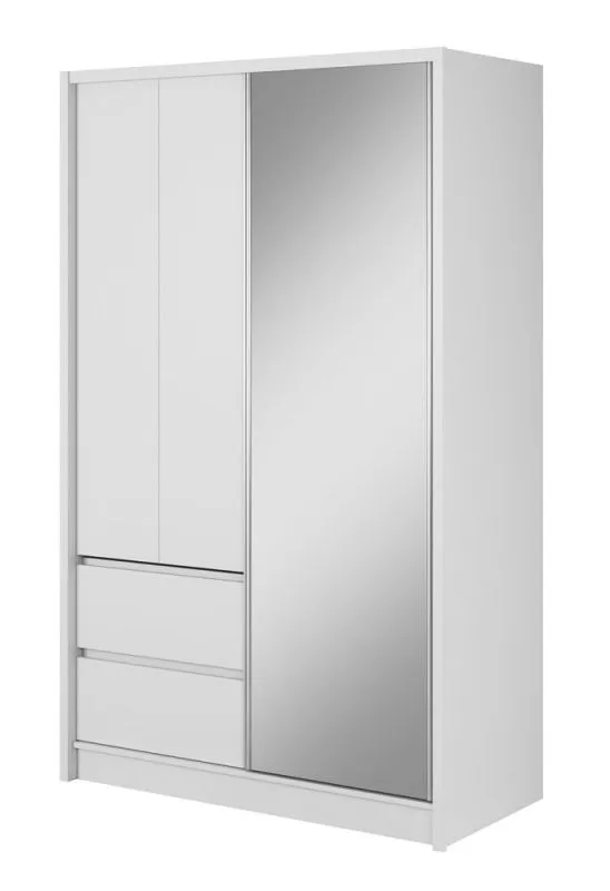 Armoire élégante à portes coulissantes avec grand espace de rangement Kirkdale 11, Couleur : Blanc - Dimensions : 214 x 134 x 62 cm (H x L x P)