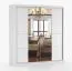 Armoire à portes coulissantes / Penderie / avec miroir / 218 x 203 x 61 cm / Blanc / Sredna 05 / 2 portes / 3 tiroirs / 7 compartiments / 2 tringles à vêtements