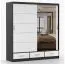 Armoire à portes coulissantes avec miroir | Blanc / Noir | Lusatian 20 | 218 x 203 x 61 cm | 3 tiroirs | 12 compartiments | Grand espace