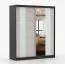 Armoire à portes coulissantes avec miroir Gorski 08 | 218 x 183 x 61 cm | Gris-Blanc/Noir | 2 portes, 6 compartiments, grand espace