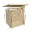 Abri de jardin avec charge de neige de 185 kg/m² en bois, plancher inclus, épicéa naturel, épaisseur de paroi 38 mm, terrasse avec protection visuelle, toit à une pente, 3,93 × 3,93 m