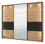 Armoire penderie 3 portes coulissantes Crina 10 | Espace optimisé | Chêne Artisan/Noir | Miroir | 224 x 262,5 x 65,5 cm
