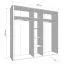 Armoire / 5 portes / Couleur : Cachemire / 1 porte miroir / Dimensions : 224,5 x 56 x 210,5 cm / 2 tringles à vêtements / 7 compartiments / Chants ABS / Poignées & Pieds : Métal
