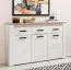 Chambre à coucher - set complet A Zemun, 5 pièces, Couleur : Chêne gris / Chêne blanc, une armoire, un lit double, une commode, deux tables de nuit