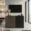 Commode Cikarang 02, Couleur : Noir / Chêne - Dimensions : 80 x 116 x 40 cm (H x L x P)