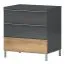 Table de chevet Vaitele 30 | Anthracite brillant & noyer | 59 x 56 x 41 cm | 3 tiroirs Soft Close