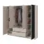 Armoire à lamelles noires Leeds 33, en cachemire, 200 x 206 x 51 cm, avec 10 compartiments spacieux et 2 tiroirs, 1 tringle à vêtements