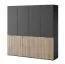 Armoire Bainton 01, Couleur : Noir / Chêne Wotan, 200 x 101 x 51 cm, 6 compartiments, 2 tringles à vêtements, beaucoup d'espace de rangement, design élégant, durable