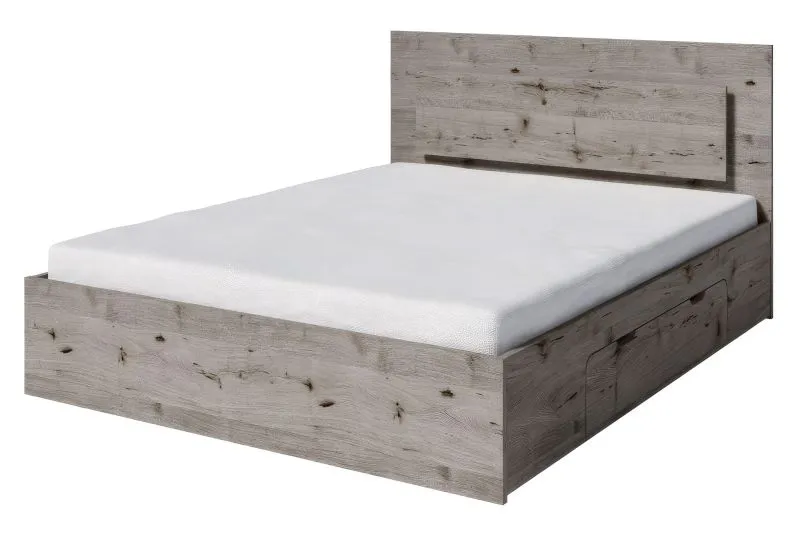 Lit double Kamatero 03, couleur : chêne- Surface de couchage : 160 x 200 cm (L x l)