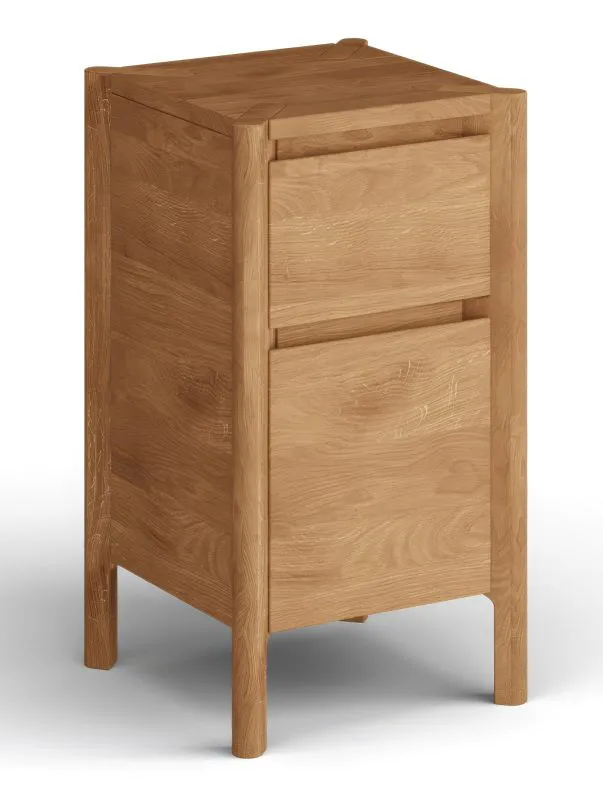 Table de nuit / Petite commode / Commode d'appoint / 33 x 33 x 60 cm / Bois massif / 1 tiroir / Système Soft Close / Chêne huilé / 2 compartiments / Couleur : Chêne / Seille 15