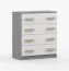 Commode Smolikas 15 | 80 cm large | Blanc & Gris | 4 tiroirs spacieux | Poignées bois brun | 90 x 80 x 40 cm