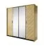 Armoire simple avec deux portes miroir Damous 01, Couleur : Chêne Scandi / Noir - Dimensions : 210 x 223 x 60 cm (h x l x p)