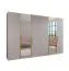 Penderie / Armoire à portes battantes / Couleur : Cachemire / 2 portes miroir / 4 compartiments / 4 tringles à vêtements / Soft-Close / Poignées : Or / Dimensions : 300 x 52 x 202 cm / ABS