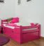 Lit enfant / lit junior "Easy Premium Line" K1/2h incl. 2ème couchette et 2 panneaux de recouvrement, 90 x 200 cm bois de hêtre massif, finition laquée rose