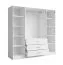 Armoire / 3 tiroirs / Couleur : Blanc / 2 portes battantes / 2 portes miroir / 1 tringle à vêtements / Dimensions : 200 x 58 x 200,5 cm / Armoire à portes battantes / Pour chambre à coucher