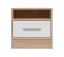 Table de chevet Hannut 17, Couleur : Blanc / Chêne - Dimensions : 40 x 40 x 35 cm (H x L x P)