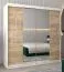 Armoire à portes coulissantes / Penderie avec miroir Tomlis 05A, Couleur : Blanc mat / Chêne de Sonoma - Dimensions : 200 x 200 x 62 cm (H x L x P)