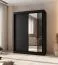 Armoire à portes coulissantes / Noir mat / 5 compartiments / 2 tringles / Détails modernes / 1 porte miroir / 150 x 62 x 200 cm / Penderie