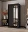 Penderie / Noir mat / 2 tringles / 5 compartiments / 100 x 62 x 200 cm / Porte miroir décorative / Armoire à portes coulissantes / Détails modernes