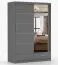 Armoire à portes coulissantes / Penderie de 1,5 mètre de large avec miroir / Gris / Lusatian 09 / 218 x 150 x 61 cm / 2 portes / 2 tiroirs / 6 compartiments